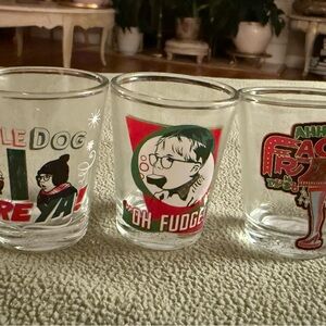 Set of Three Graphic Shot Glasses. A Christmas Story  movie shots